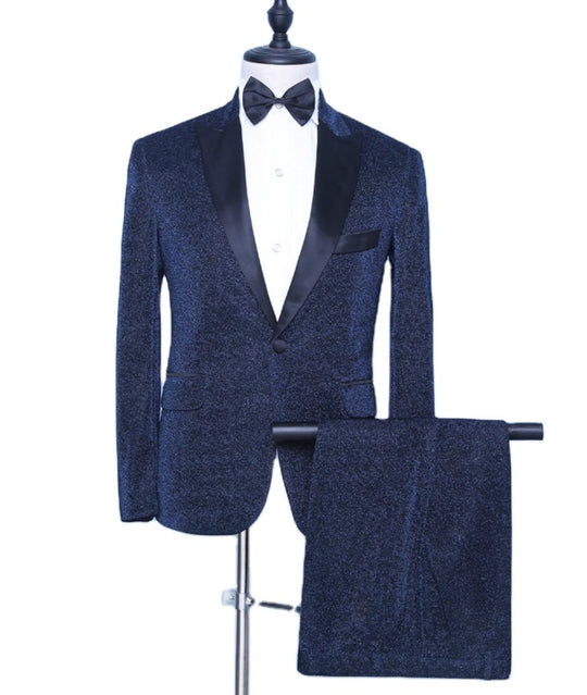 2023 Shiny Dress Suits Formal Lapels Two Piece Wedding Groom Evening Suits Mens Party Prom Suits-JM8508 - SimonVon Shop