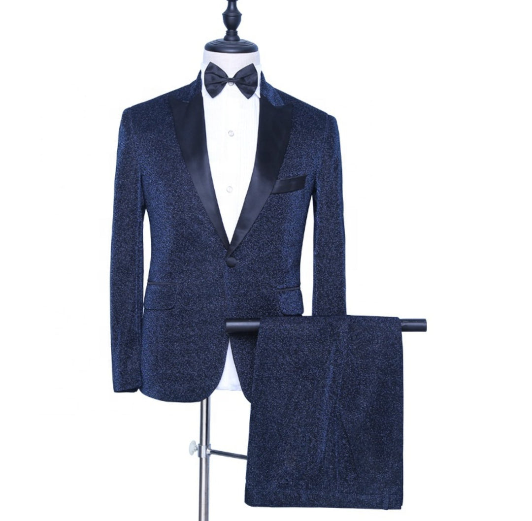2023 Shiny Dress Suits Formal Lapels Two Piece Wedding Groom Evening Suits Mens Party Prom Suits-JM8508 - SimonVon Shop