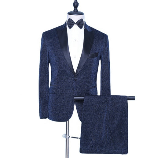 2023 Shiny Dress Suits Formal Lapels Two Piece Wedding Groom Evening Suits Mens Party Prom Suits-JM8508 - SimonVon Shop