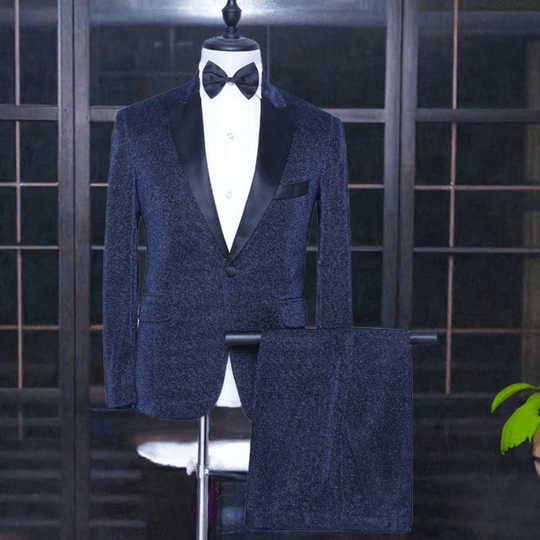 2023 Shiny Dress Suits Formal Lapels Two Piece Wedding Groom Evening Suits Mens Party Prom Suits-JM8508 - SimonVon Shop