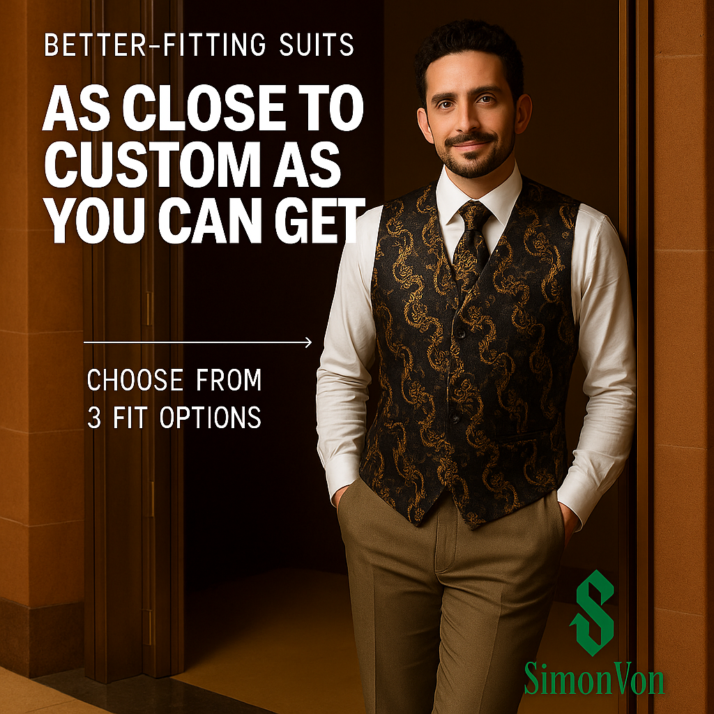 Black Gold Floral Jacquard Silk Wastcoat Vest Handerchif Cufflinks Tie Vest Set- Mj-0123