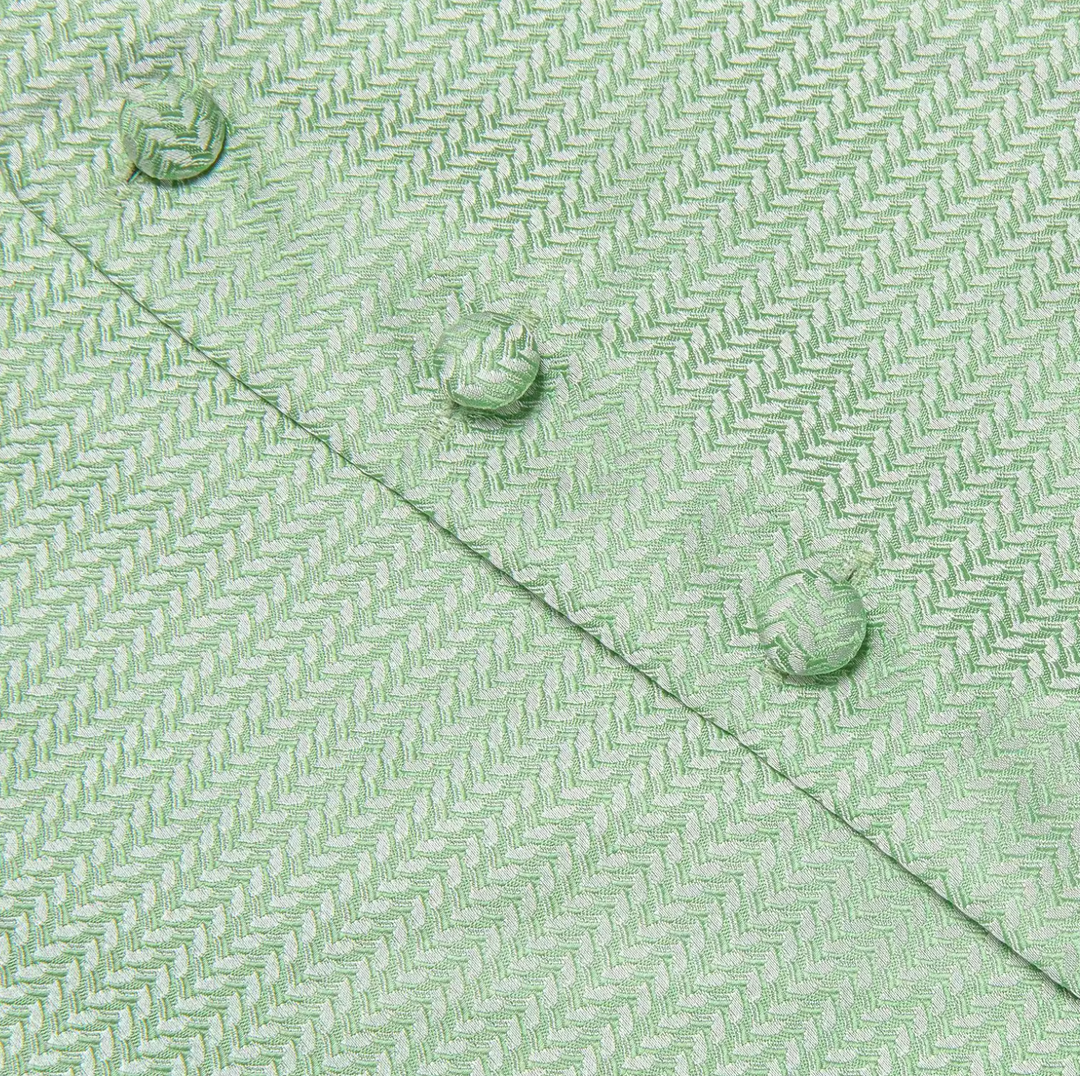 Sage Green Waistcoat vest Tie Handkerchief Cufflink Set - MJ-3512