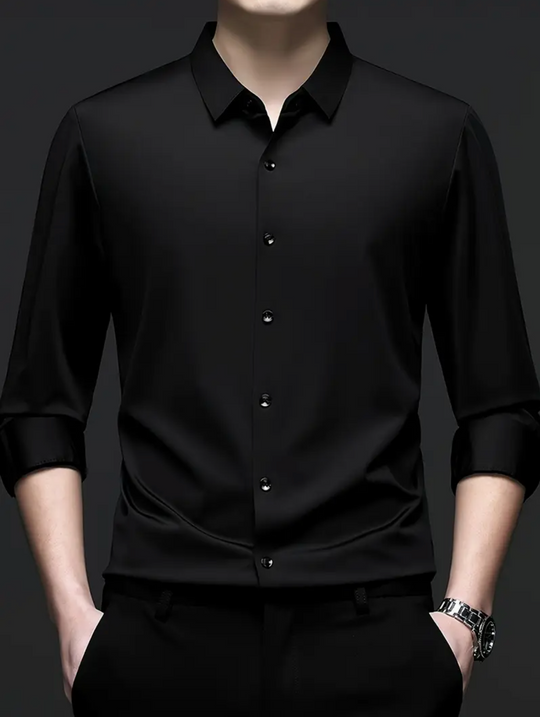 Men's Breathable Quick-Dry Dress Shirt -  Wrinkle-Resistant  - YKB-8091 Black