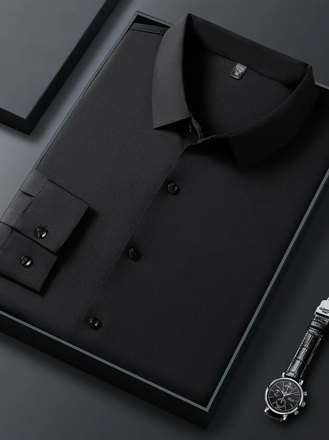 Men's Breathable Quick-Dry Dress Shirt -  Wrinkle-Resistant  - YKB-8091 Black