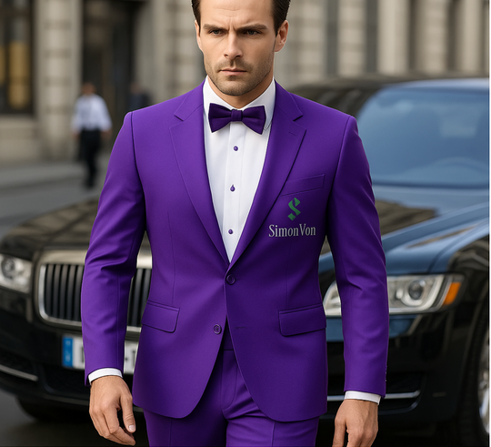 Dark violet 2pcs Classic Suit Set - Men's Formal Wear-QR316829