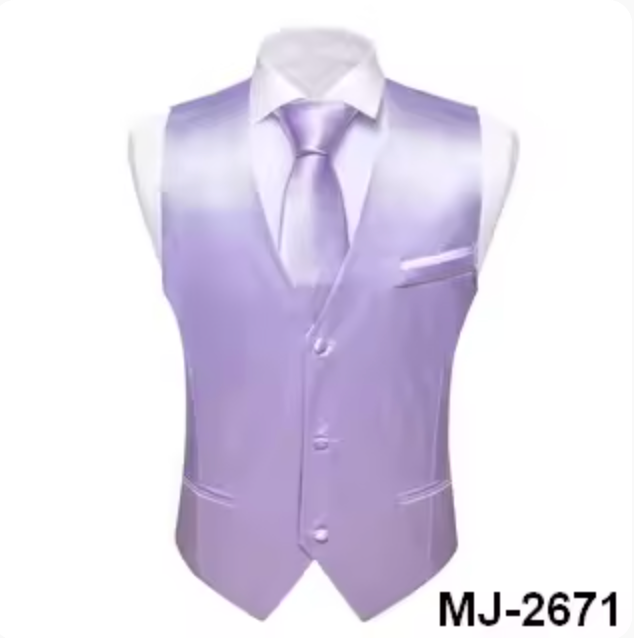 Light Purple Lavender Solid  Vest Necktie Bowtie Set- MJ-2671