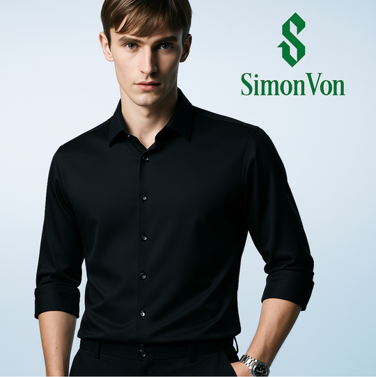 Men's Breathable Quick-Dry Dress Shirt -  Wrinkle-Resistant  - YKB-8091 Black