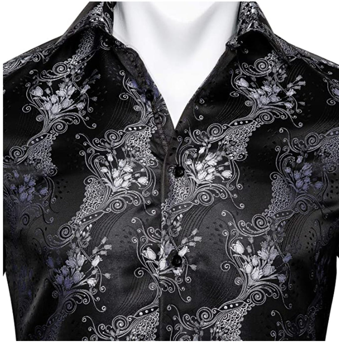 Black and White Paisley Casual Shirts-CY-0016 - SimonVon Shop