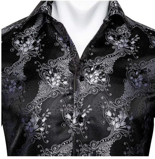Black and White Paisley Casual Shirts-CY-0016 - SimonVon Shop