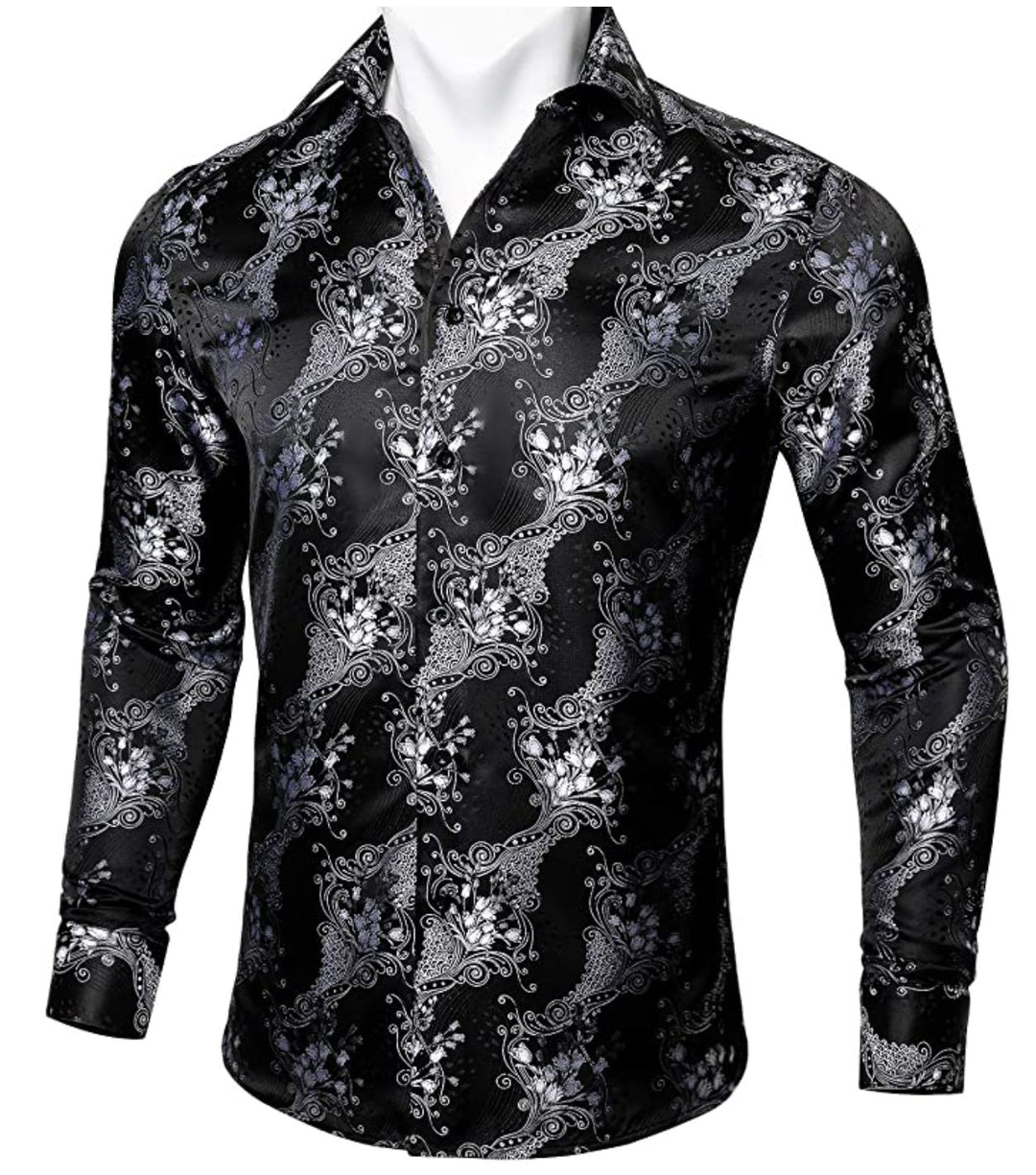Black and White Paisley Casual Shirts-CY-0016 - SimonVon Shop