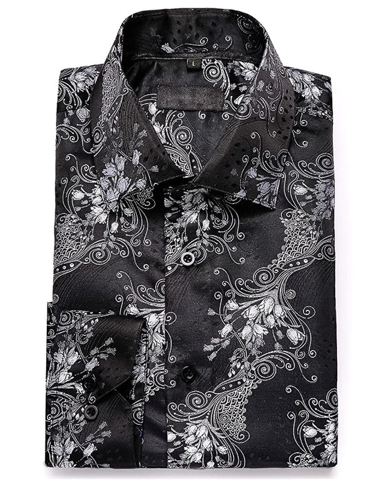Black and White Paisley Casual Shirts-CY-0016 - SimonVon Shop