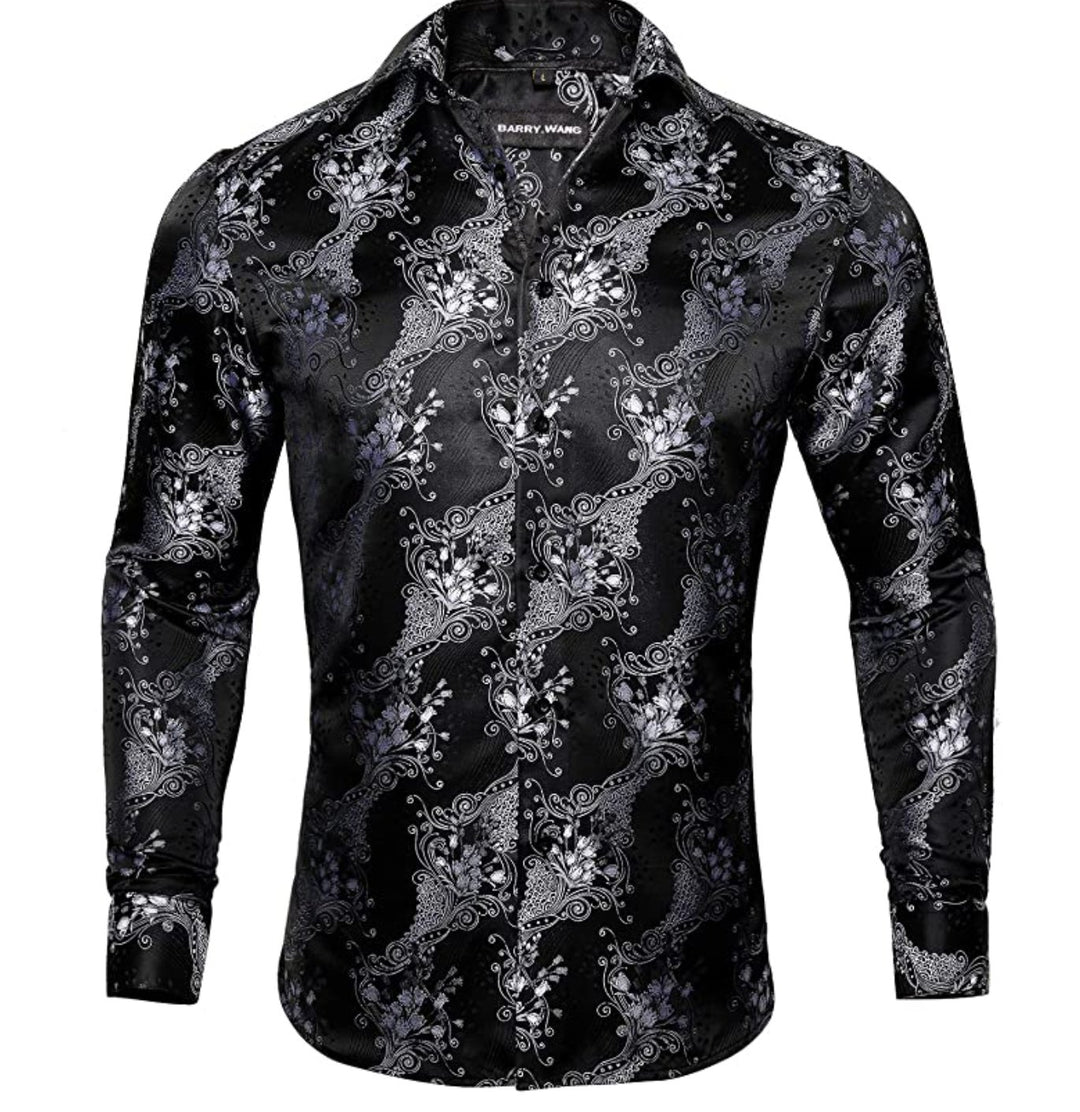 Black and White Paisley Casual Shirts-CY-0016 - SimonVon Shop
