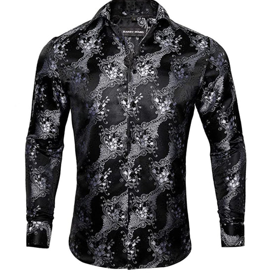Black and White Paisley Casual Shirts-CY-0016 - SimonVon Shop