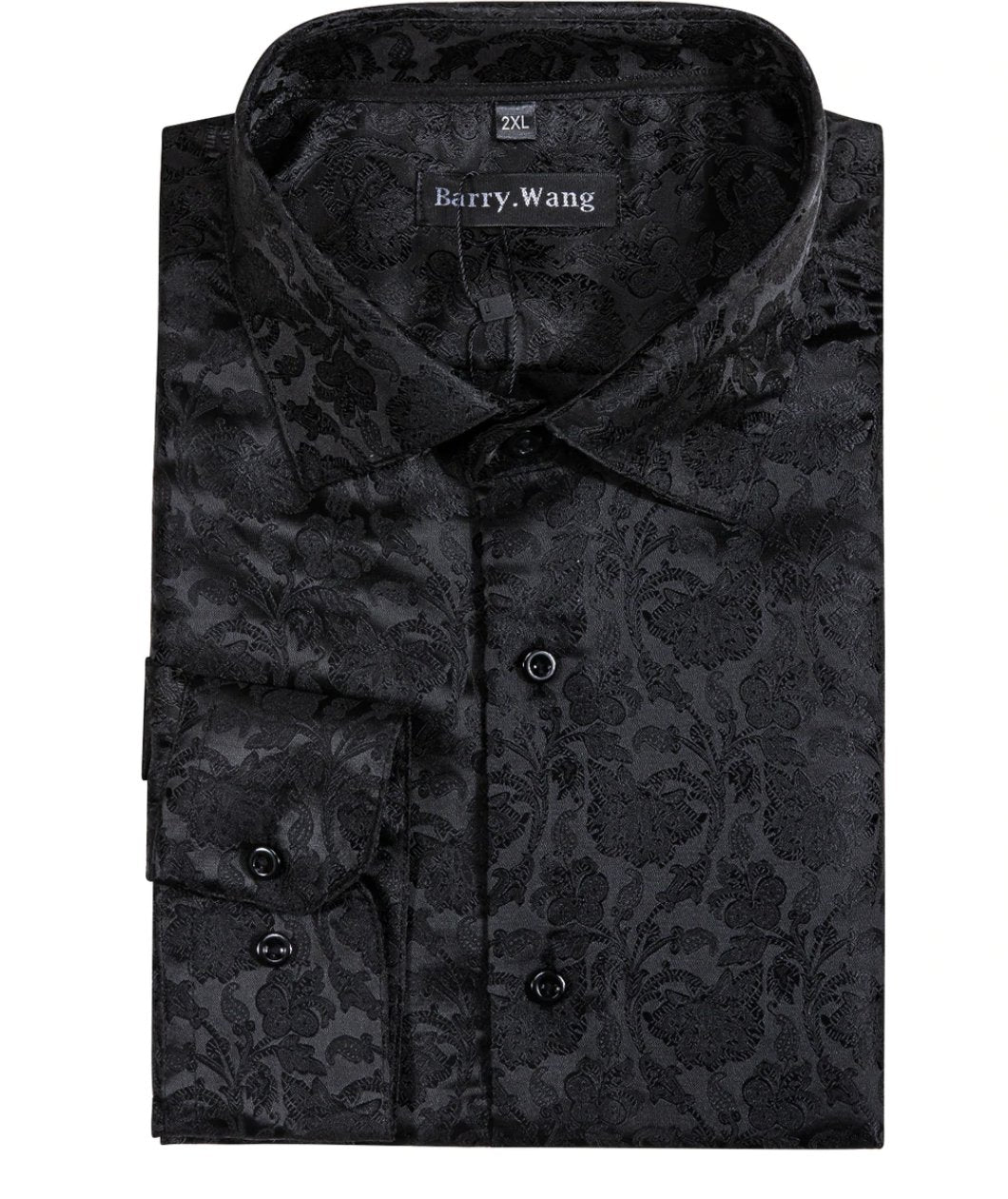 Black Floral Silk Men's Shirt. CY-0058 - SimonVon Shop