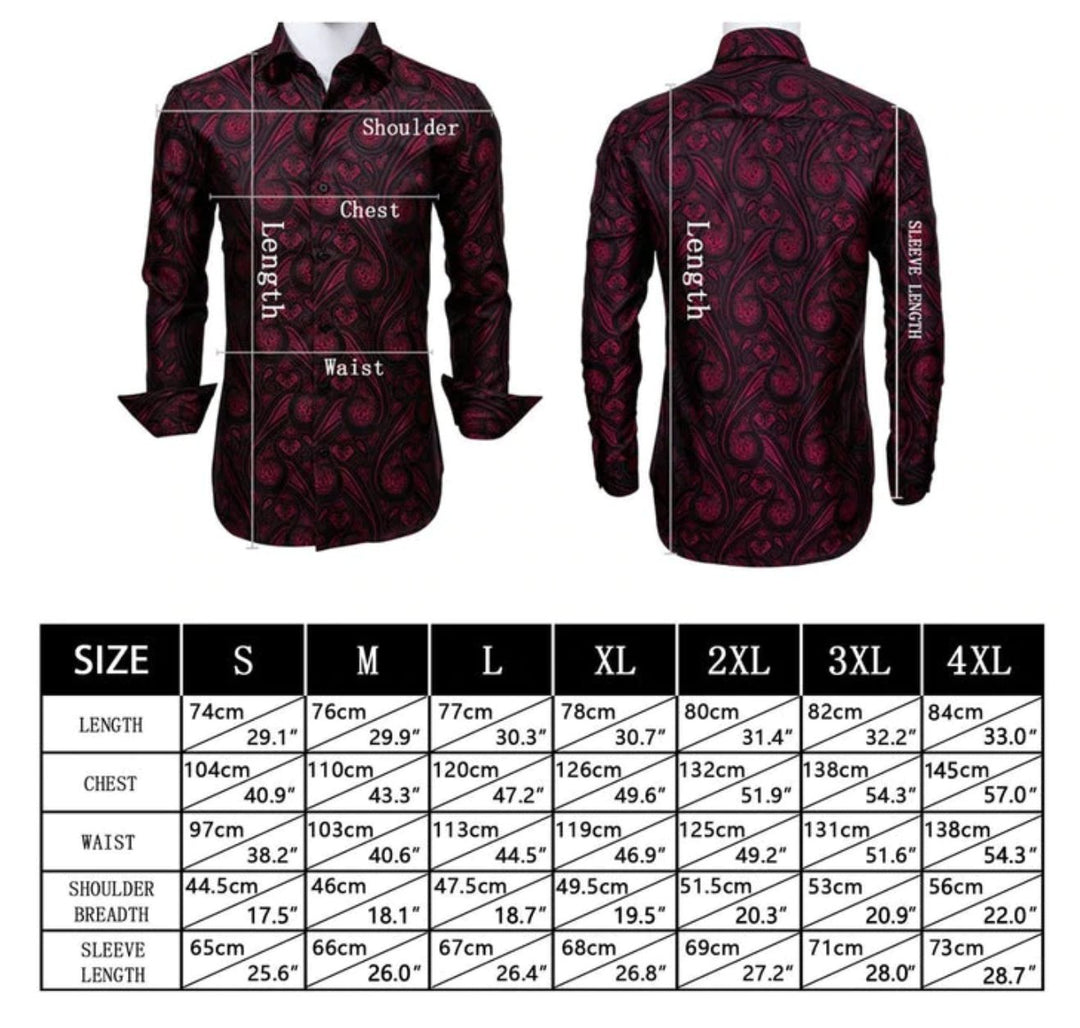 Black Floral Silk Men's Shirt. CY-0058 - SimonVon Shop