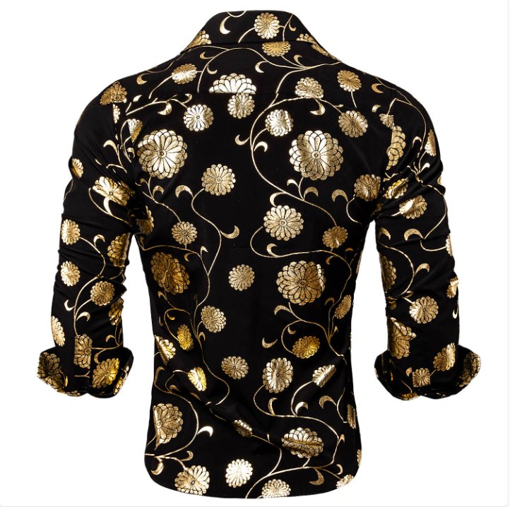Black Gold Floral Shirt- CY-1045 - SimonVon Shop