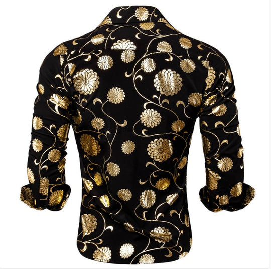 Black Gold Floral Shirt- CY-1045 - SimonVon Shop
