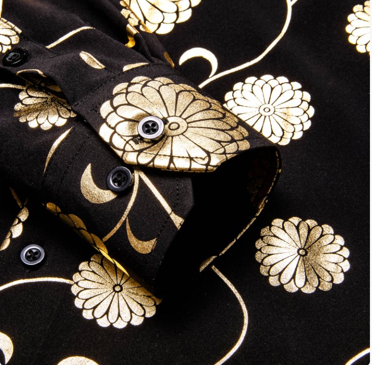 Black Gold Floral Shirt- CY-1045 - SimonVon Shop