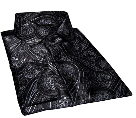 Black Grey Paisley Casual Shirts CY-0004 - SimonVon Shop