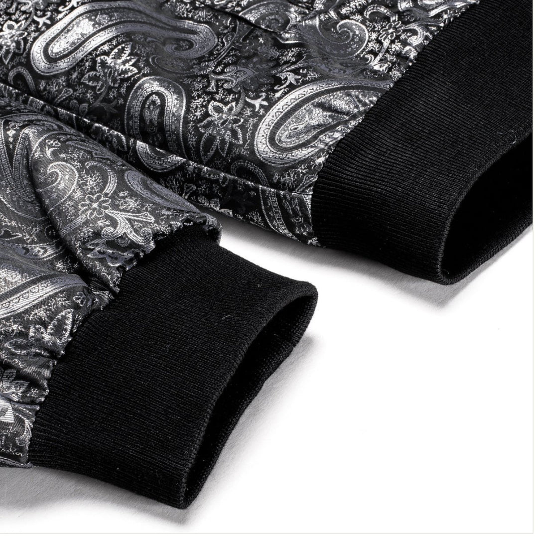 Black Grey Paisley Men's Urban Lightweight Zip Jacket Casual-JK-0002 - SimonVon Shop