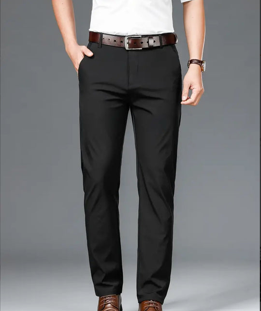 Black Men's Solid Pants With Pockets-GR171231 - SimonVon Shop