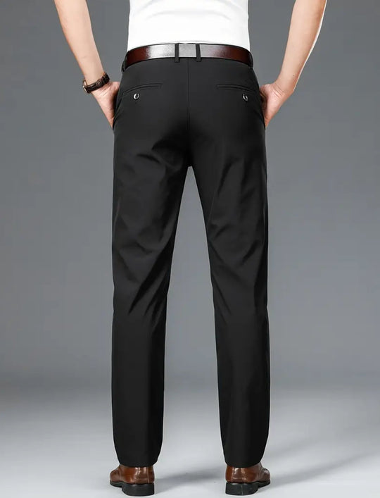 Black Men's Solid Pants With Pockets-GR171231 - SimonVon Shop