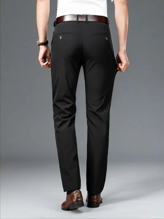 Black Men's Solid Pants With Pockets-GR171231 - SimonVon Shop