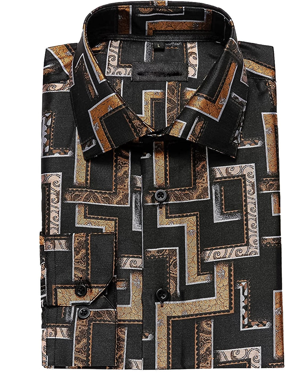 Black Orange Novelty Paisley Casual Shirts -CY-0013 - SimonVon Shop