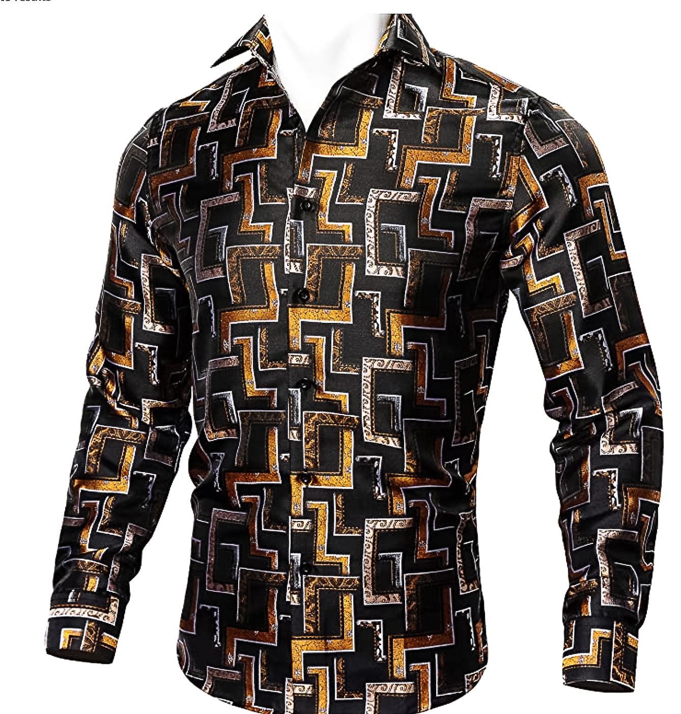 Black Orange Novelty Paisley Casual Shirts -CY-0013 - SimonVon Shop