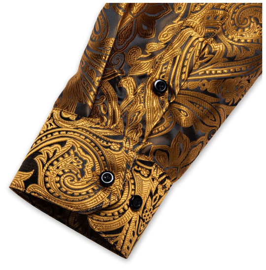 Black Orange Paisley Casual Shirts. CY-0003 - SimonVon Shop