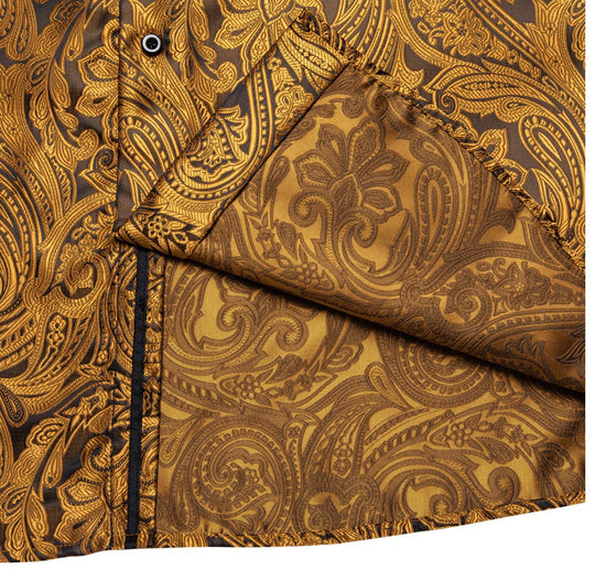 Black Orange Paisley Casual Shirts. CY-0003 - SimonVon Shop