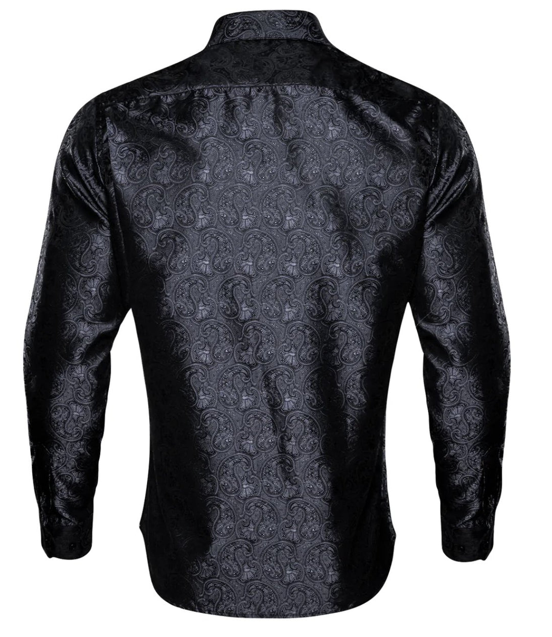 Black Paisley Silk Men's Shirt-CY-0054 - SimonVon Shop