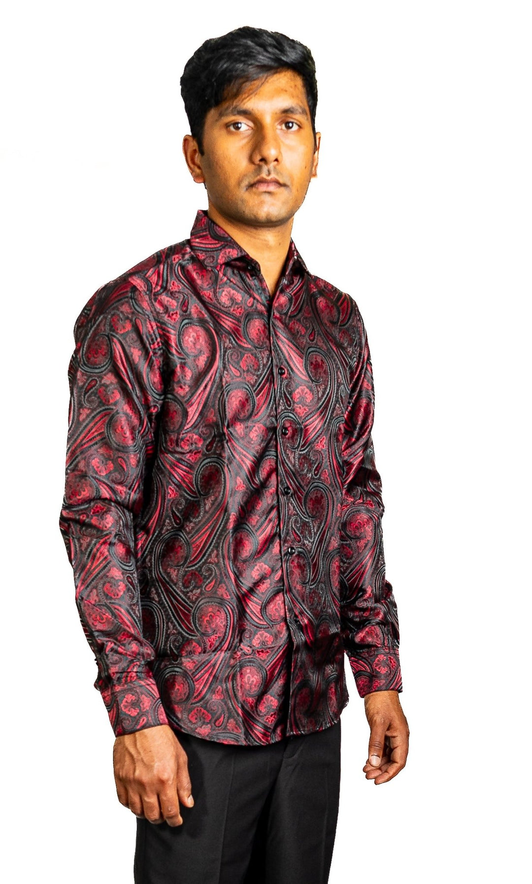 Black Red Paisley Casual Shirts-CY-0001 - SimonVon Shop