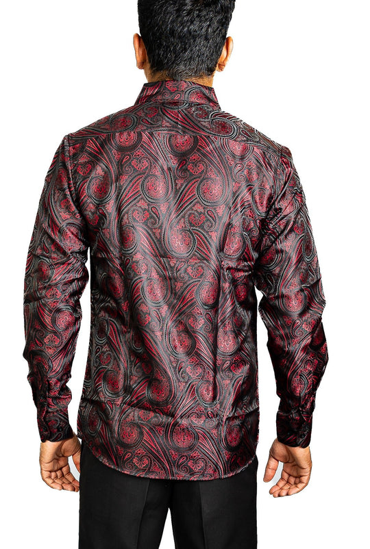 Black Red Paisley Casual Shirts-CY-0001 - SimonVon Shop