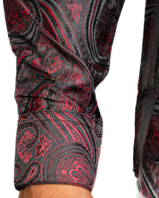 Black Red Paisley Casual Shirts-CY-0001 - SimonVon Shop