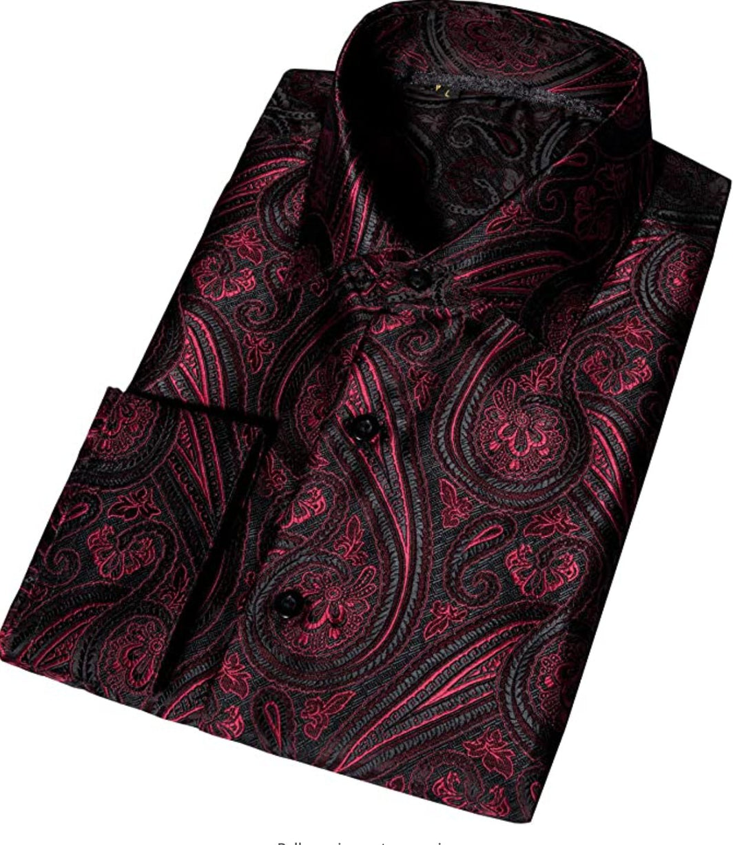 Black Red Paisley Casual Shirts-CY-0001 - SimonVon Shop