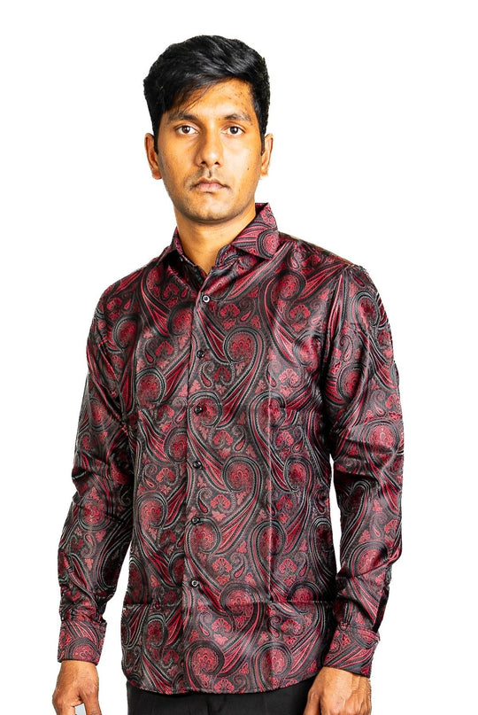 Black Red Paisley Casual Shirts-CY-0001 - SimonVon Shop
