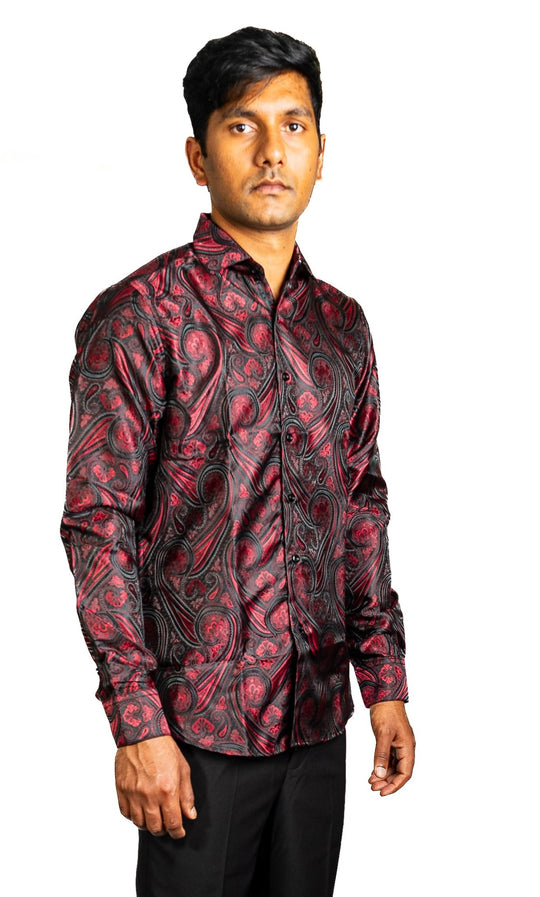 Black Red Paisley Casual Shirts-CY-0001 - SimonVon Shop