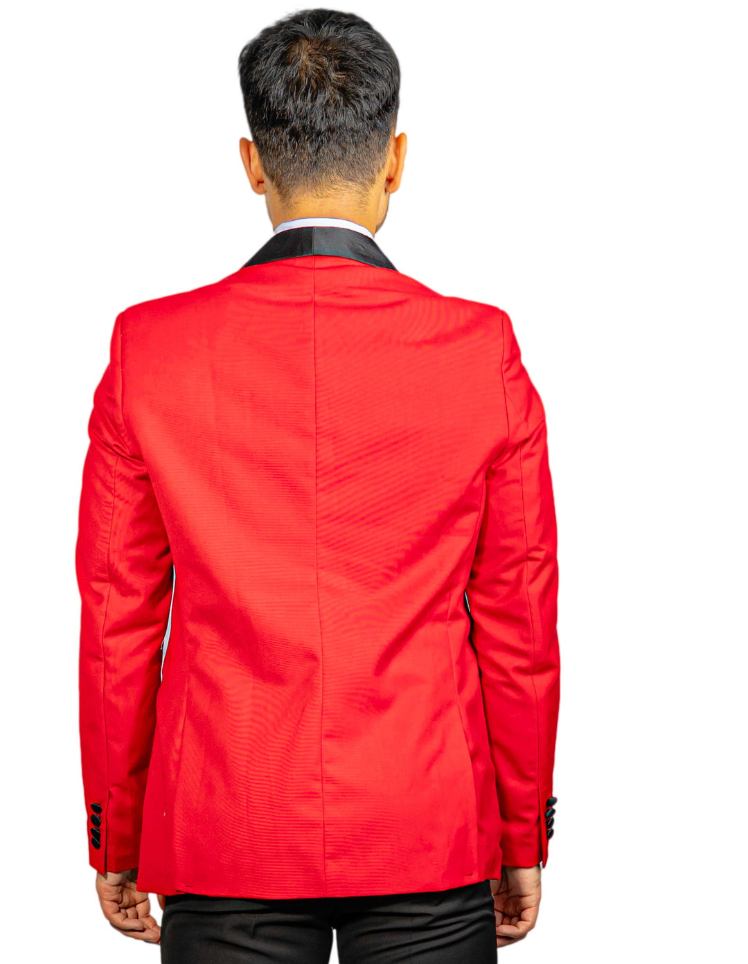 Black Shawl Collar Crimson Red Solid Blazer - XX-1037 - SimonVon Shop