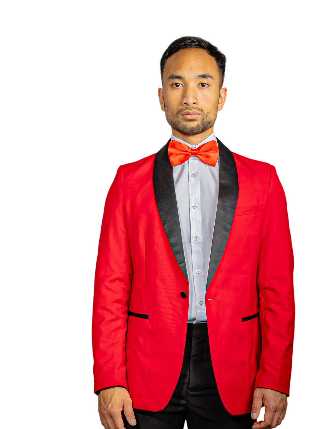 Black Shawl Collar Crimson Red Solid Blazer - XX-1037 - SimonVon Shop