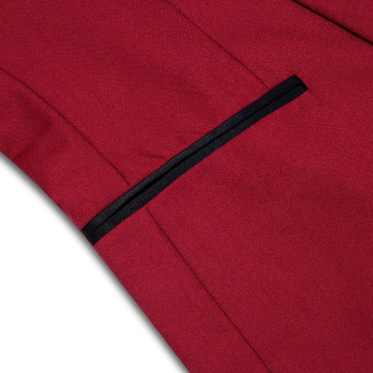 Black Shawl Collar Crimson Red Solid Blazer - XX-1037 - SimonVon Shop