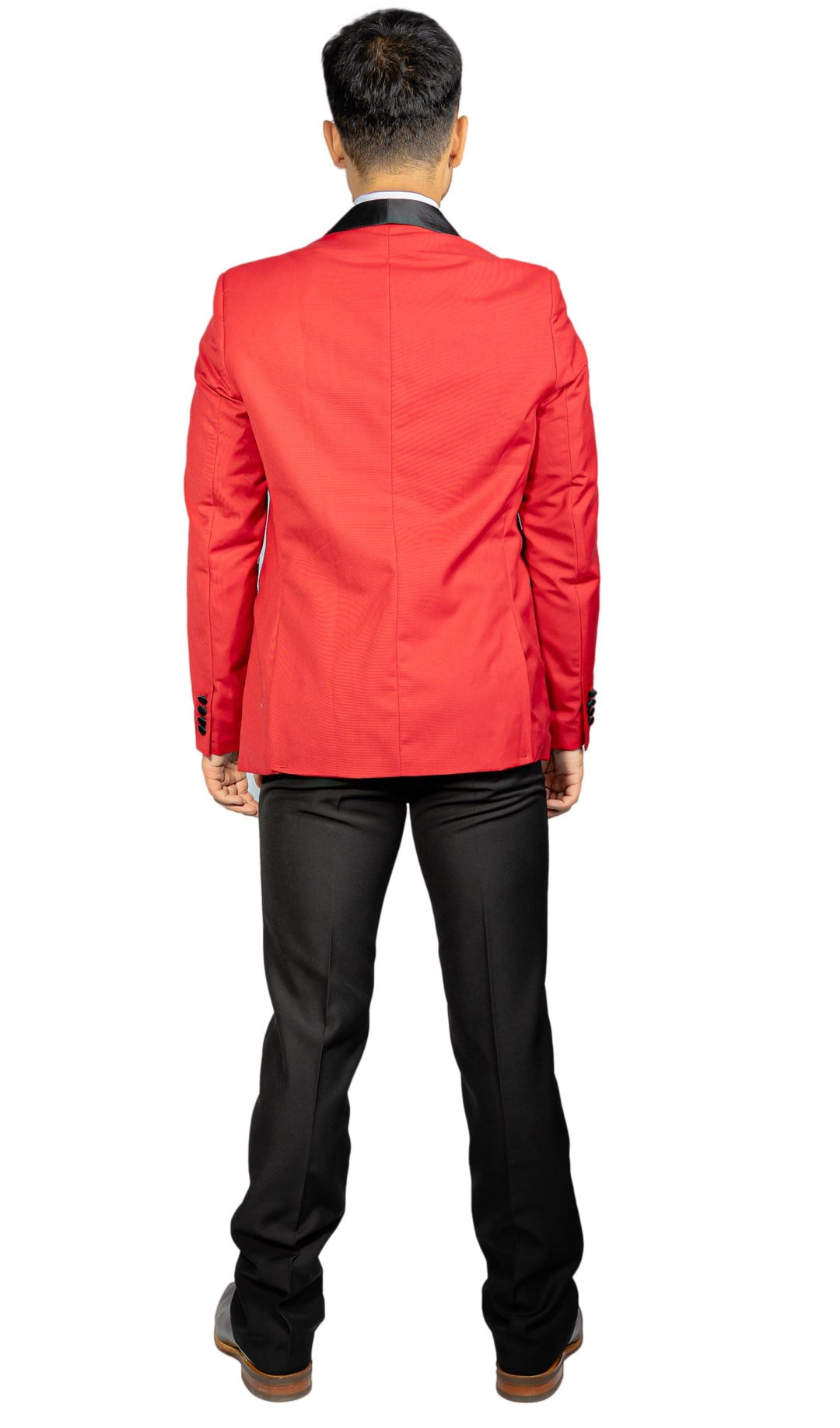 Black Shawl Collar Crimson Red Solid Blazer - XX-1037 - SimonVon Shop