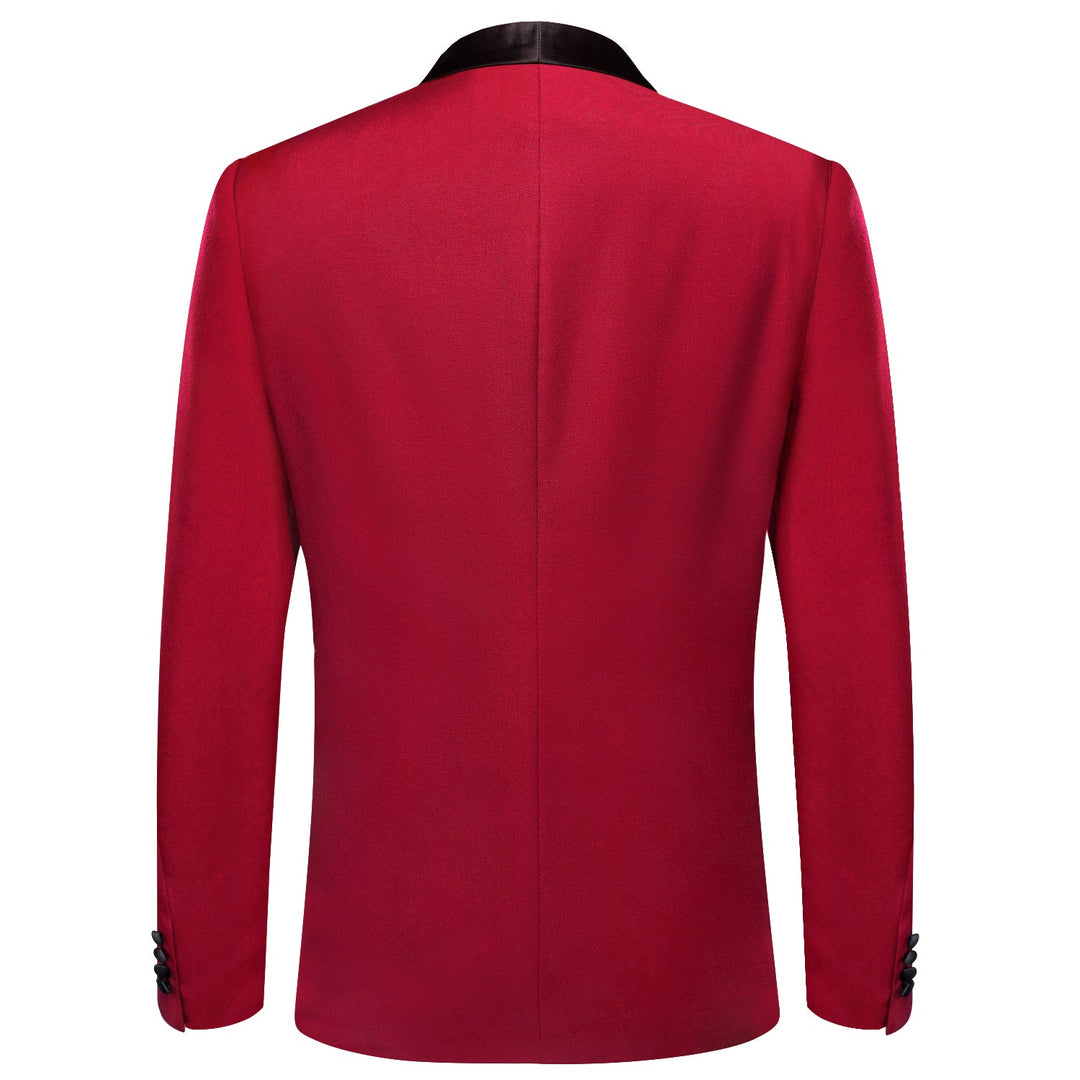 Black Shawl Collar Crimson Red Solid Blazer - XX-1037 - SimonVon Shop