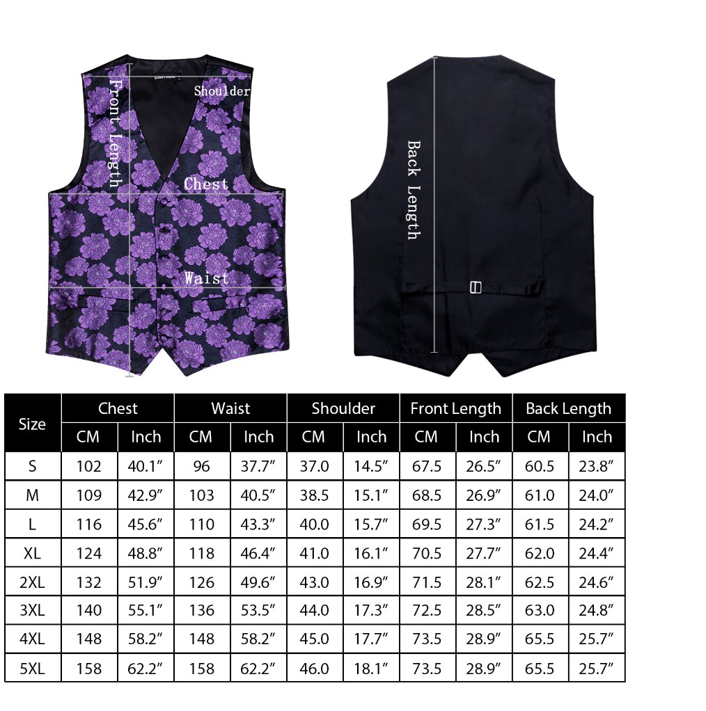 BLACK SILVER PAISLEY JACQUARD SILK WAISTCOAT VEST HANDKERCHIEF CUFFLINKS TIE VEST SUIT SET- MJ-0148 - SimonVon Shop