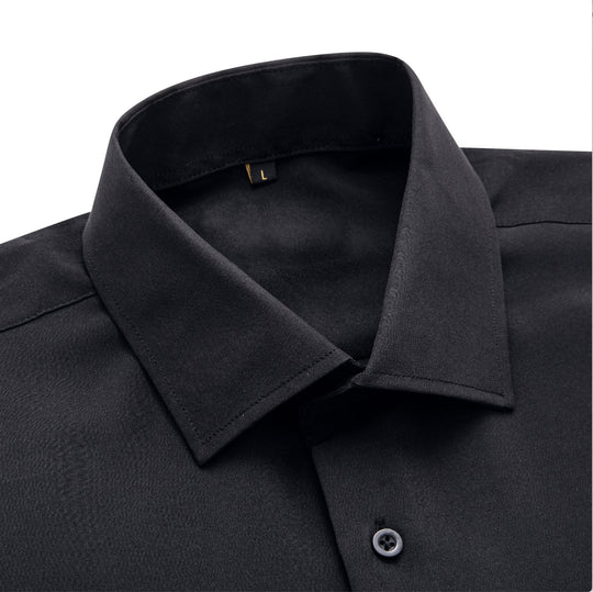 Black Solid Men's Long Sleeve Dress Shirt- CY-1052 - SimonVon Shop