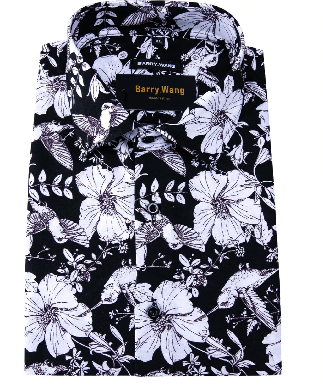 Black White Floral Casual Shirts. CY-0105 - SimonVon Shop