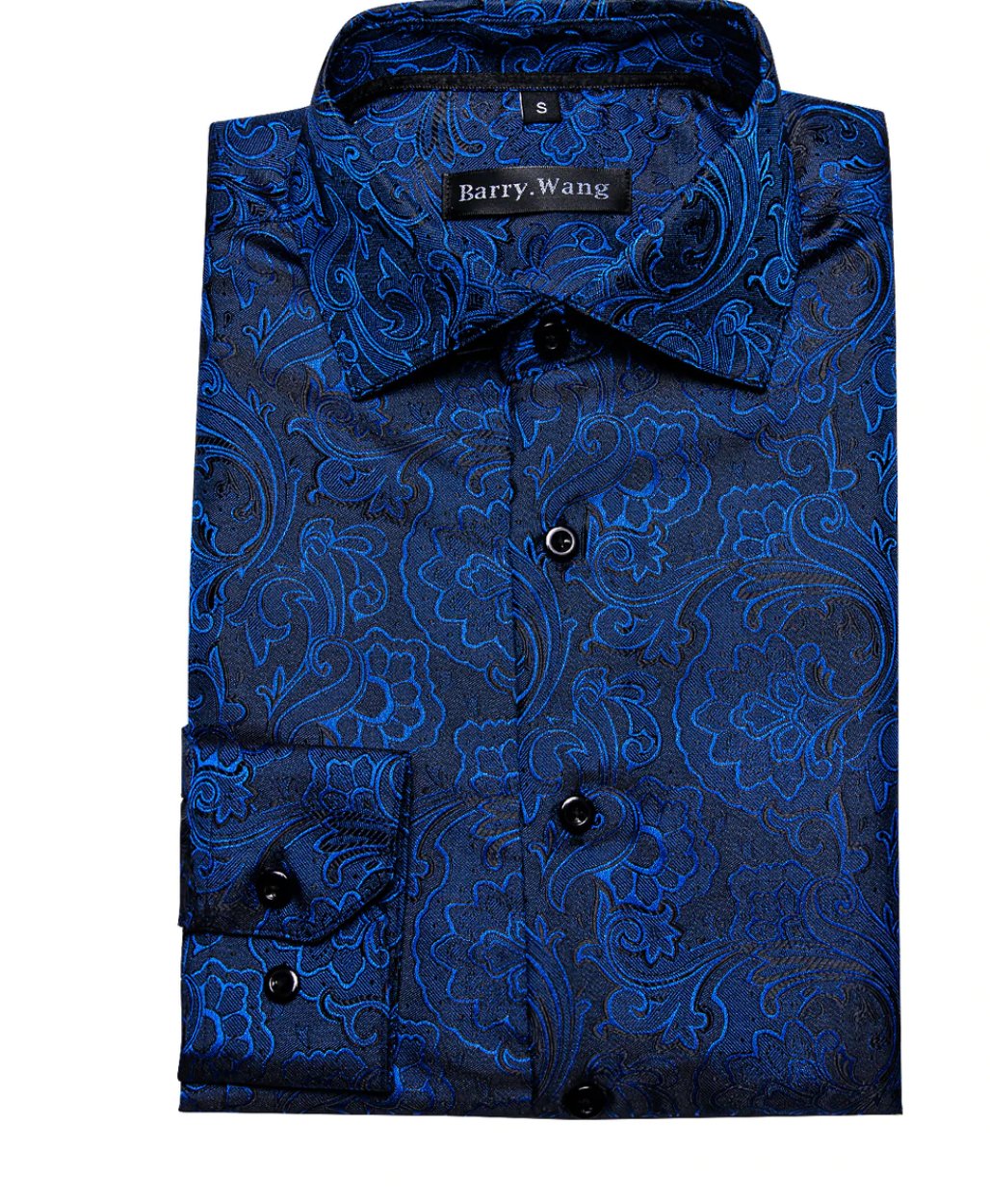 Blue Black Paisley Silk Shirt. CY-0067 - SimonVon Shop