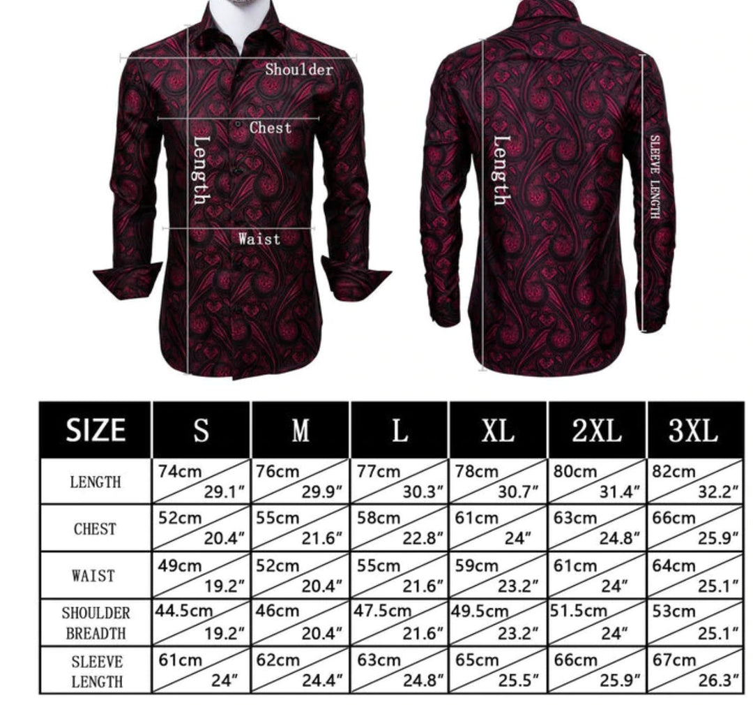 Blue Black Paisley Silk Shirt. CY-0067 - SimonVon Shop