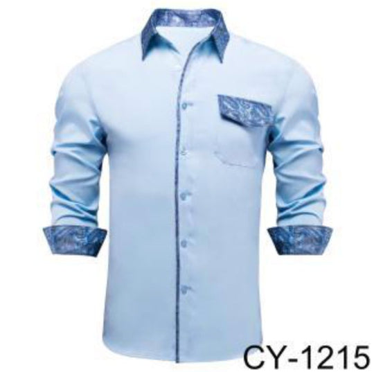 Blue Blue Stitching Shirt- CY-1215 - SimonVon Shop