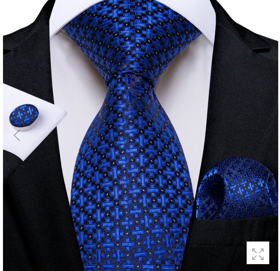 Blue Plaid Men's Tie Pocket Square Cufflinks Set- N-5461 - SimonVon Shop